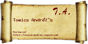 Tomics András névjegykártya